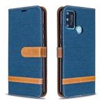 For Huawei Honor 9A Color Matching Denim Texture Horizontal Flip Leather Case with Holder & Card Slots & Wallet & Lanyard(Royal Blue)