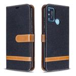 For Huawei Honor 9A Color Matching Denim Texture Horizontal Flip Leather Case with Holder & Card Slots & Wallet & Lanyard(Black)