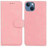 For iPhone 15 Skin Feel Pure Color Flip Leather Phone Case(Pink)