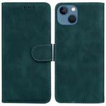 For iPhone 15 Plus Skin Feel Pure Color Flip Leather Phone Case(Green)