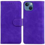 For iPhone 14 Skin Feel Pure Color Flip Leather Phone Case(Purple)