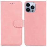 For iPhone 14 Pro Skin Feel Pure Color Flip Leather Phone Case(Pink)