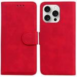 For iPhone 16 Pro Max Skin Feel Pure Color Flip Leather Phone Case(Red)