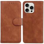 For iPhone 16 Pro Max Skin Feel Pure Color Flip Leather Phone Case(Brown)