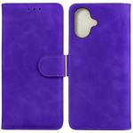 For iPhone 16 Plus Skin Feel Pure Color Flip Leather Phone Case(Purple)