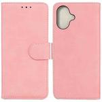 For iPhone 16 Plus Skin Feel Pure Color Flip Leather Phone Case(Pink)