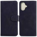 For iPhone 16 Plus Skin Feel Pure Color Flip Leather Phone Case(Black)