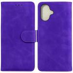 For iPhone 16 Skin Feel Pure Color Flip Leather Phone Case(Purple)