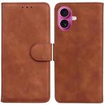 For iPhone 17 Skin Feel Pure Color Flip Leather Phone Case(Brown)