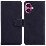For iPhone 17 Skin Feel Pure Color Flip Leather Phone Case(Black)