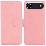 For iPhone 17 Air Skin Feel Pure Color Flip Leather Phone Case(Pink)
