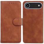 For iPhone 17 Air Skin Feel Pure Color Flip Leather Phone Case(Brown)
