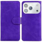 For iPhone 17 Pro Max Skin Feel Pure Color Flip Leather Phone Case(Purple)