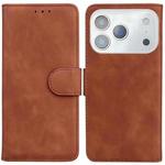 For iPhone 17 Pro Max Skin Feel Pure Color Flip Leather Phone Case(Brown)