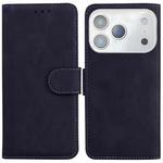 For iPhone 17 Pro Max Skin Feel Pure Color Flip Leather Phone Case(Black)