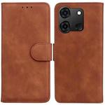 For Infinix Smart 7 India / 7 Plus Skin Feel Pure Color Flip Leather Phone Case(Brown)