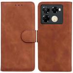 For Infinix Note 40 Pro+ 5G Skin Feel Pure Color Flip Leather Phone Case(Brown)