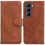 For Infinix Hot 50 4G Skin Feel Pure Color Flip Leather Phone Case(Brown)