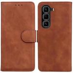 For Infinix Hot 50 Pro+ 4G Skin Feel Pure Color Flip Leather Phone Case(Brown)