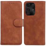 For Infinix Note 50 Pro+ Skin Feel Pure Color Flip Leather Phone Case(Brown)