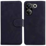 For Tecno Camon 20 Pro 4G / 20 Skin Feel Pure Color Flip Leather Phone Case(Black)