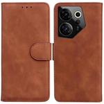 For Tecno Camon 20 Premier 5G Skin Feel Pure Color Flip Leather Phone Case(Brown)