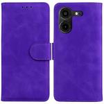 For Tecno Pova 5 Pro Skin Feel Pure Color Flip Leather Phone Case(Purple)
