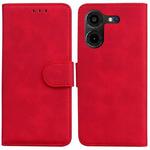 For Tecno Pova 5 Pro Skin Feel Pure Color Flip Leather Phone Case(Red)