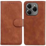 For Tecno Spark 20 Pro Skin Feel Pure Color Flip Leather Phone Case(Brown)