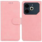 For Tecno Pova 6 Neo Skin Feel Pure Color Flip Leather Phone Case(Pink)