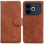 For Tecno Pova 6 Neo Skin Feel Pure Color Flip Leather Phone Case(Brown)