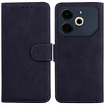 For Tecno Pova 6 Neo Skin Feel Pure Color Flip Leather Phone Case(Black)