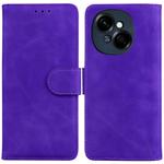 For Tecno Spark Go 1 / Pop 9 Pro Skin Feel Pure Color Flip Leather Phone Case(Purple)