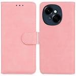 For Tecno Spark Go 1 / Pop 9 Pro Skin Feel Pure Color Flip Leather Phone Case(Pink)