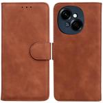 For Tecno Spark Go 1 / Pop 9 Pro Skin Feel Pure Color Flip Leather Phone Case(Brown)