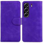 For Tecno Camon 40 Skin Feel Pure Color Flip Leather Phone Case(Purple)