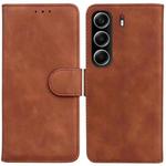For Tecno Camon 40 Skin Feel Pure Color Flip Leather Phone Case(Brown)