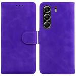 For Tecno Camon 40 Pro 4G Skin Feel Pure Color Flip Leather Phone Case(Purple)