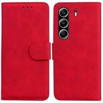 For Tecno Camon 40 Pro 4G Skin Feel Pure Color Flip Leather Phone Case(Red)