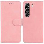 For Tecno Camon 40 Pro 4G Skin Feel Pure Color Flip Leather Phone Case(Pink)