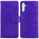 For Samsung Galaxy A25 5G Skin Feel Pure Color Flip Leather Phone Case(Purple)