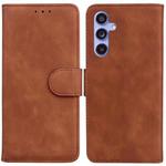 For Samsung Galaxy S23 FE 5G Skin Feel Pure Color Flip Leather Phone Case(Brown)