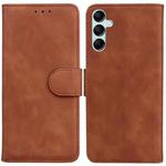 For Samsung Galaxy A15 Skin Feel Pure Color Flip Leather Phone Case(Brown)