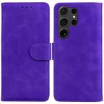 For Samsung Galaxy S24 Ultra 5G Skin Feel Pure Color Flip Leather Phone Case(Purple)