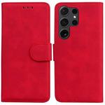 For Samsung Galaxy S24 Ultra 5G Skin Feel Pure Color Flip Leather Phone Case(Red)