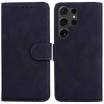 For Samsung Galaxy S24 Ultra 5G Skin Feel Pure Color Flip Leather Phone Case(Black)