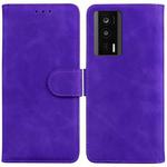 For Xiaomi Poco F5 Pro / Redmi K60 Skin Feel Pure Color Flip Leather Phone Case(Purple)