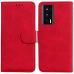 For Xiaomi Poco F5 Pro / Redmi K60 Skin Feel Pure Color Flip Leather Phone Case(Red)