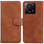 For Xiaomi 13T / 13T Pro / Redmi K60 Ultra Skin Feel Pure Color Flip Leather Phone Case(Brown)