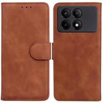 For Xiaomi Redmi K70E / Poco X6 Pro Skin Feel Pure Color Flip Leather Phone Case(Brown)